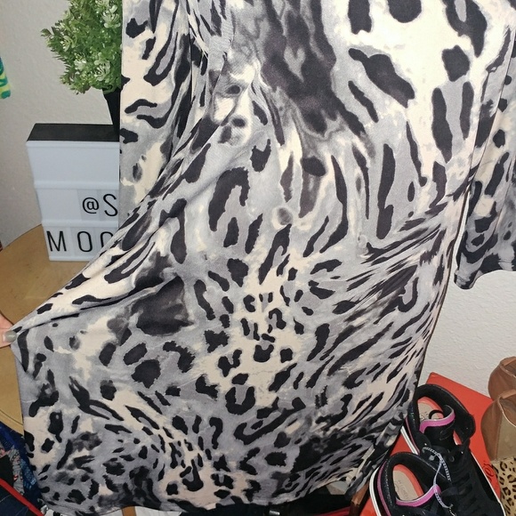 Effortless Style • animal print slip on pullover dress sheath gray career medium - Picture 5 of 16